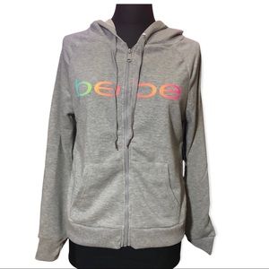 - BEBE Gray Women’s Hooded Sweater full Zipper Sz M.